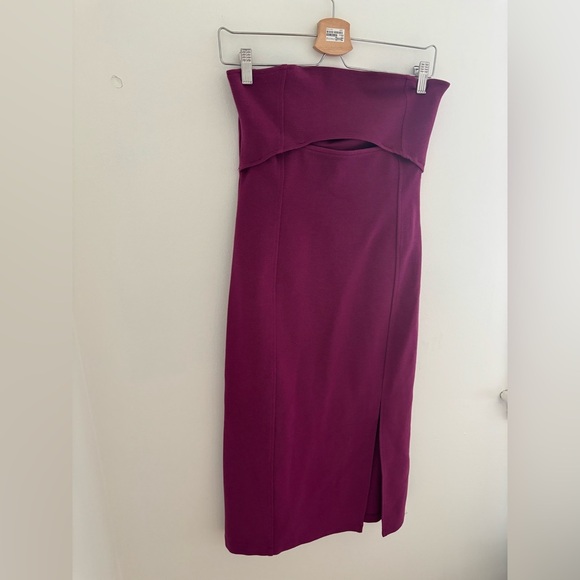 Anthropologie Merlot Ribbed Cutout Strapless Dress - Picture 4 of 9